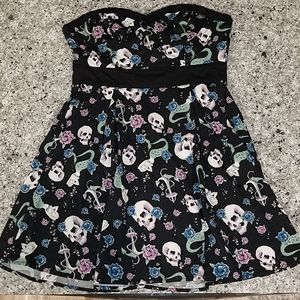 strapless vintage tattoo art dress!🧜‍♀️🌹💀⚓ Sz M